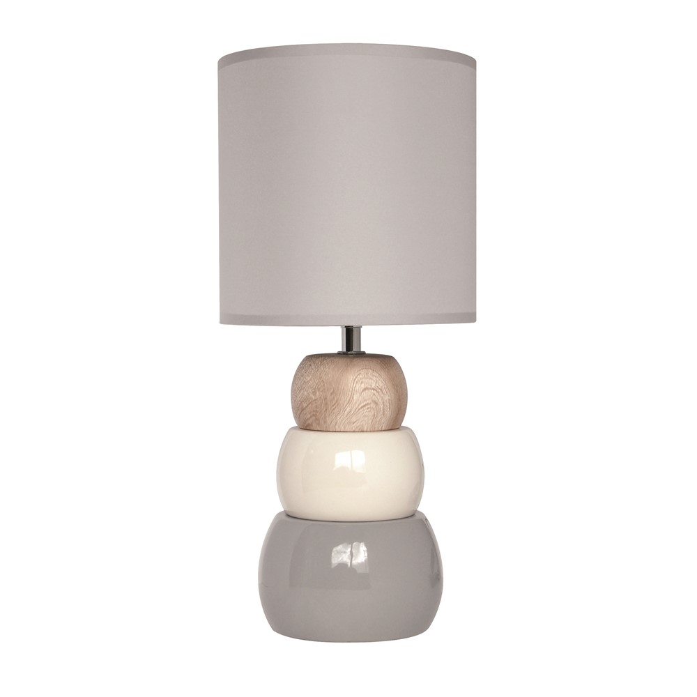 Lampe Lina Bois Gris/Blanc Ø18cm h.38cm - SEYNAVE