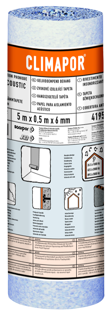 Rouleau absorption phonique mur Ep.0,6cm 5x0,5m - CLIMAPOR