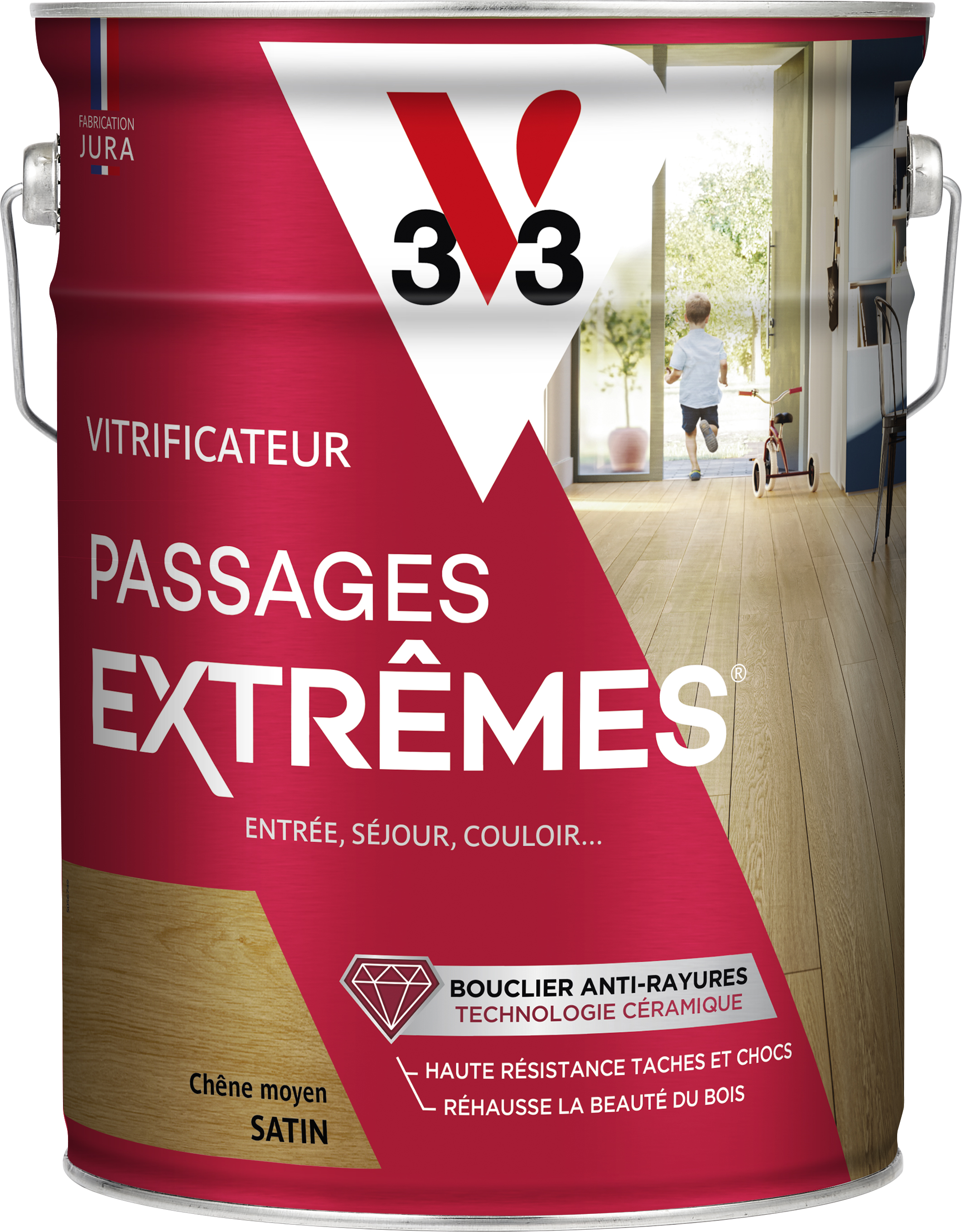 Vitrificateur passages extrêmes incolore chêne moyen satin 5 L - V33