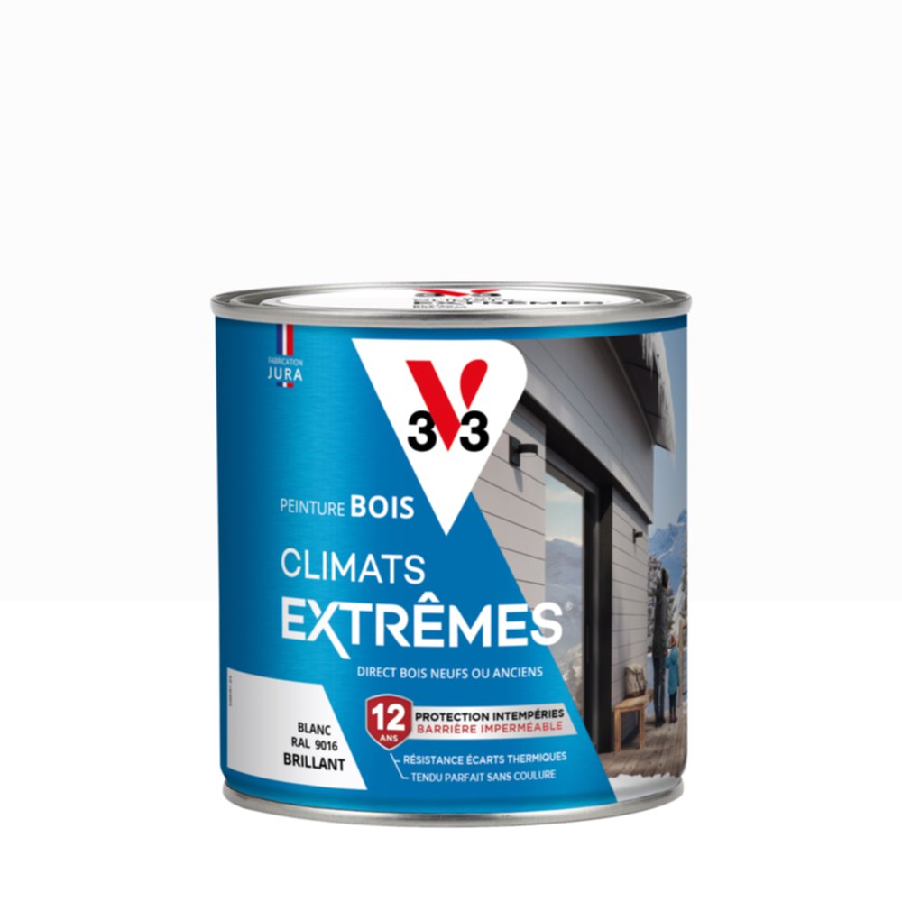 Peinture Bois Climats Extrêmes Brillant Blanc 0,5 L - V33