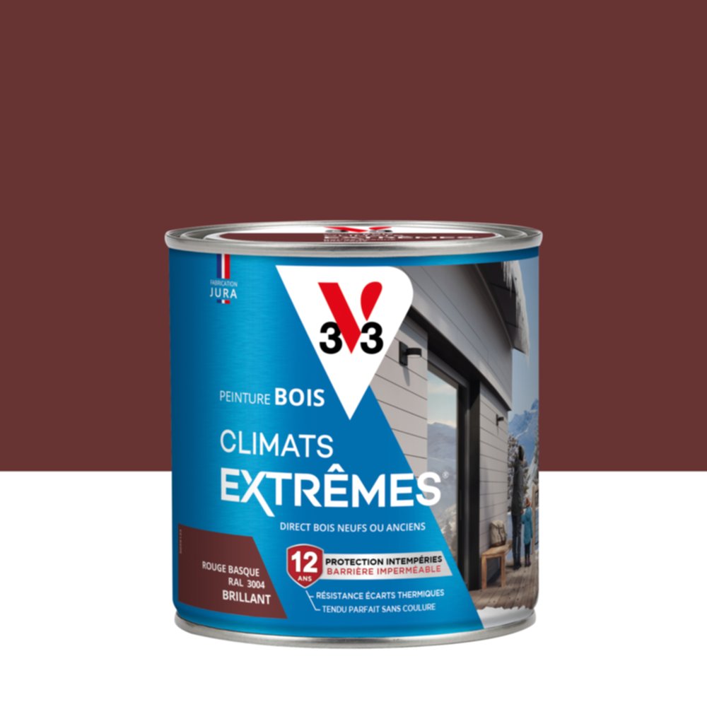 Peinture Bois Climats Extrêmes Brillant Rouge Basque 0,5 L - V33