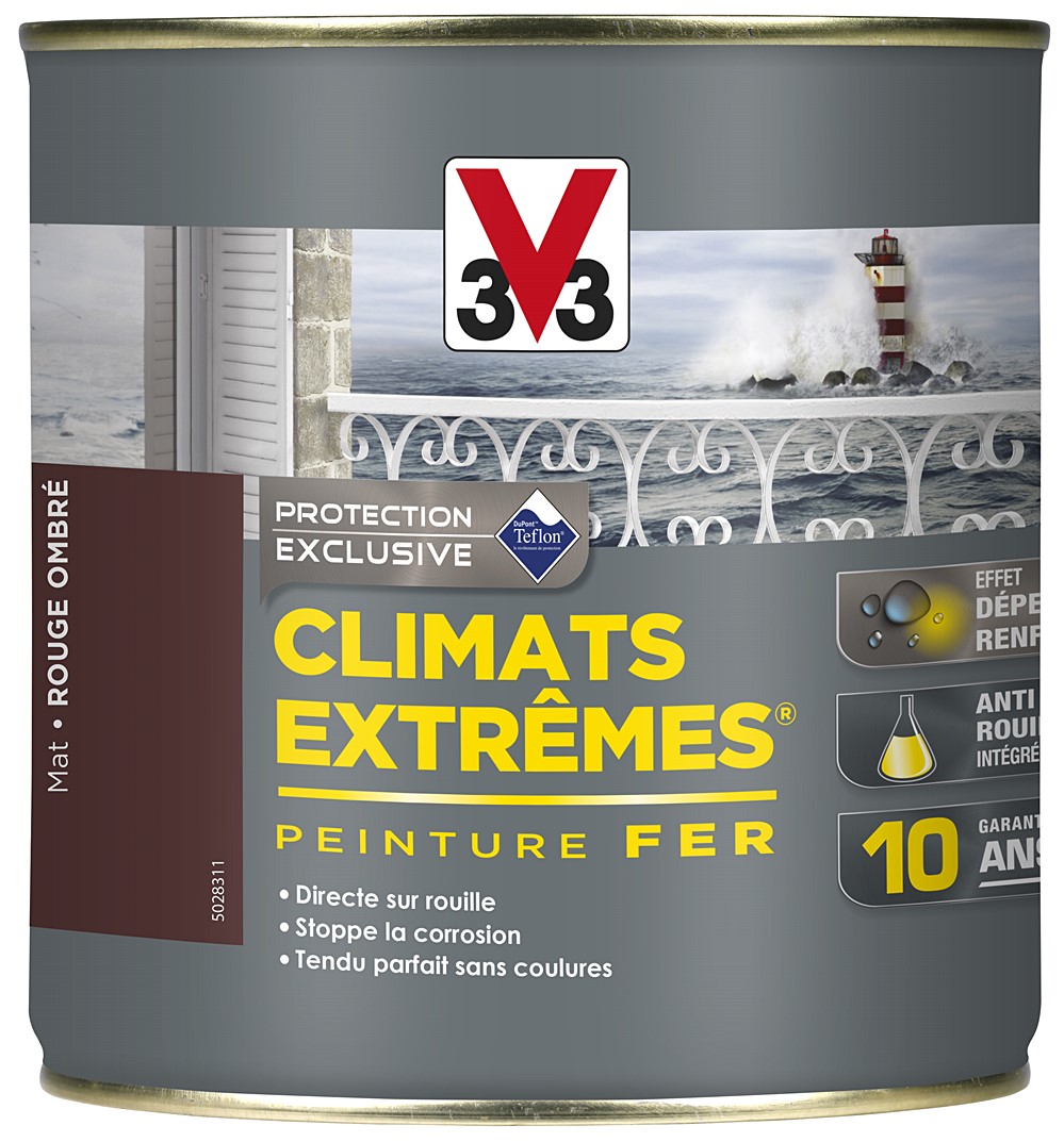 Peinture Fer Climats Extrêmes Mat Rouge Ombre 0,5 L