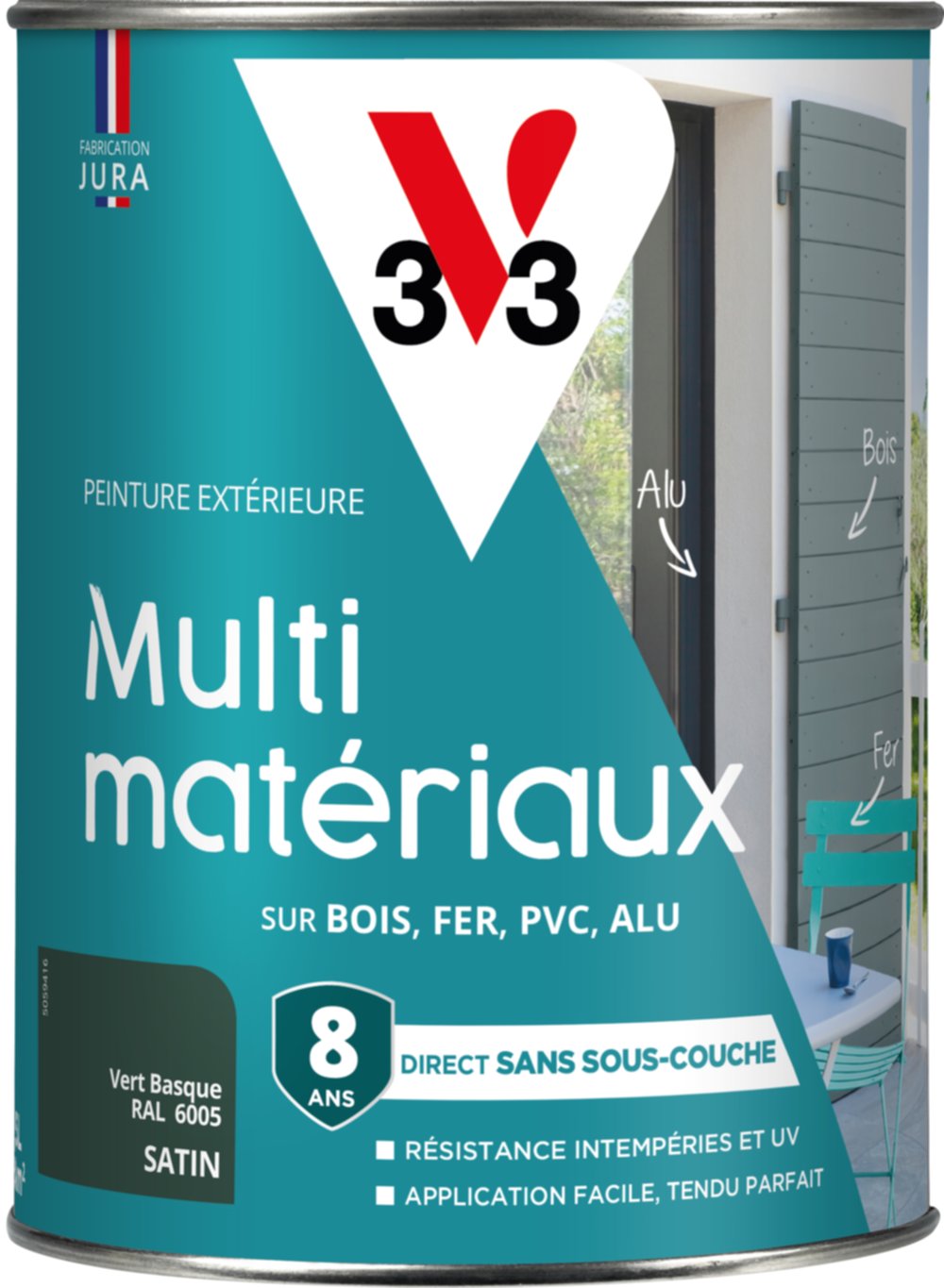 Peinture multi-supports direct protect satin 1.5 L vert basque  - V33