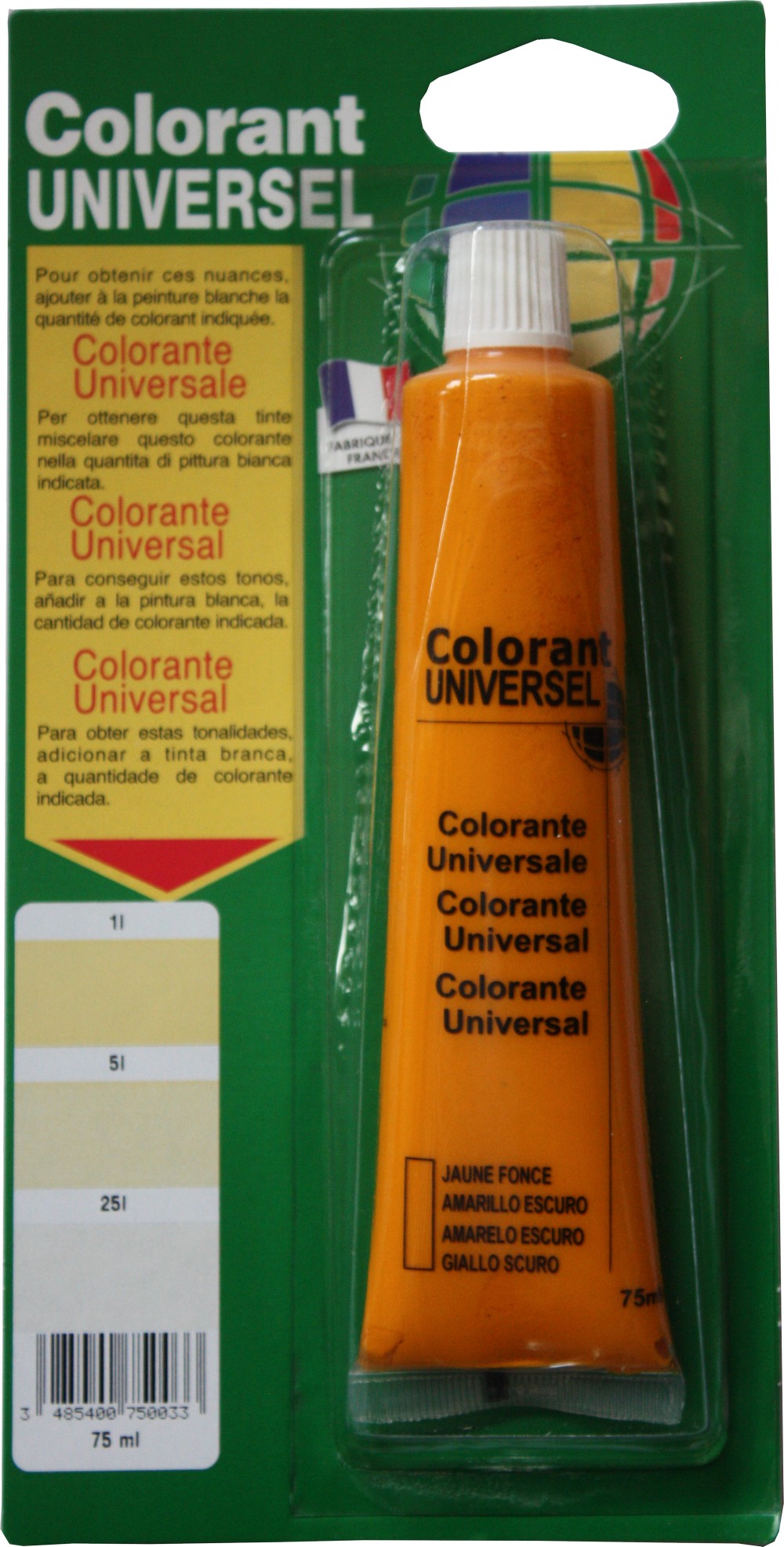 Colorant universel pour peinture jaune foncé 75ml