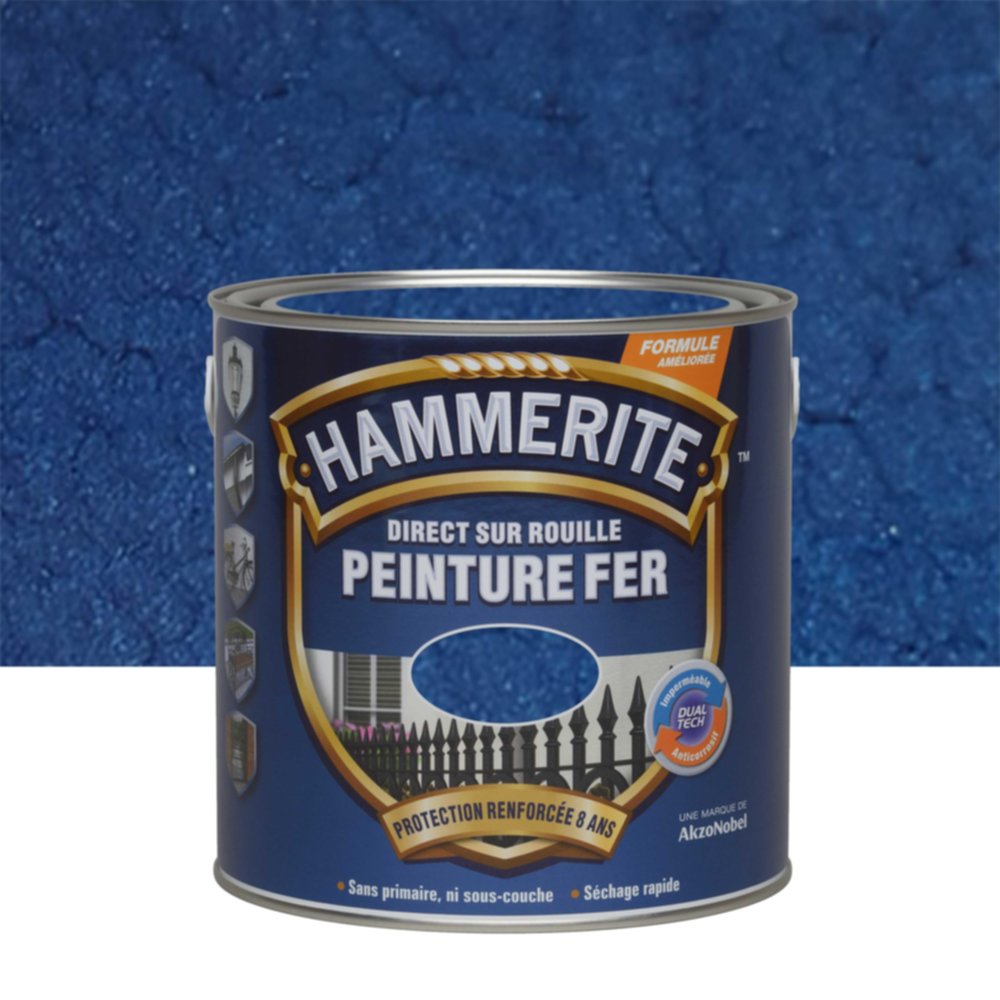 Peinture Métal Direct Sur Rouille Effet Martelé Bleu Nuit 2,5L - HAMMERITE