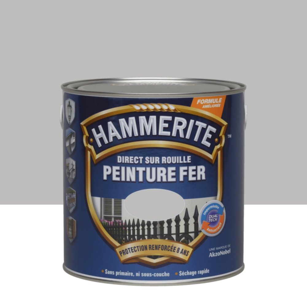 Peinture Métal Direct Sur Rouille Argent Brillant Laqué 2,5L - HAMMERITE