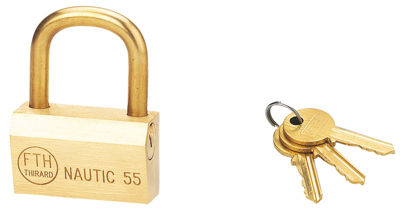 Cadenas de sûreté Nautic 68 55mm 3 clés laiton - THIRARD