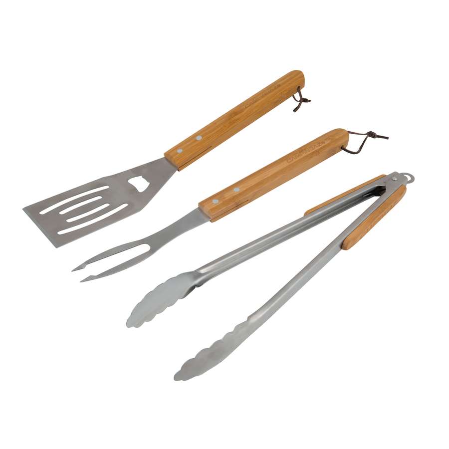 Set 3 Ustensiles barbecue et plancha Manche Bois