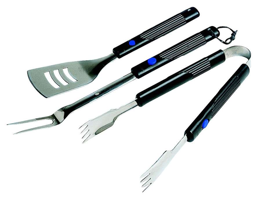 Set 3 Ustensiles barbecue ou plancha Inox Manche Extensible