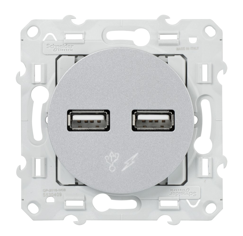 Prise chargeur double usb alu 5v 