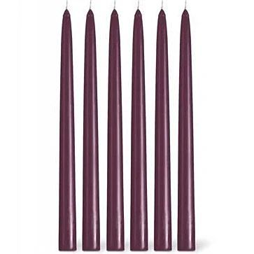 Coffret 12 bougies flambeaux 8heures violet aubergine 100533 - LA FRANCAISE