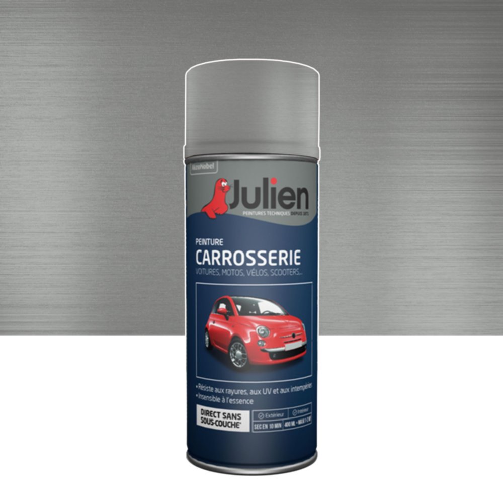 Peinture aérosol Carrosserie Métallisé Gris Alu 400ml - JULIEN