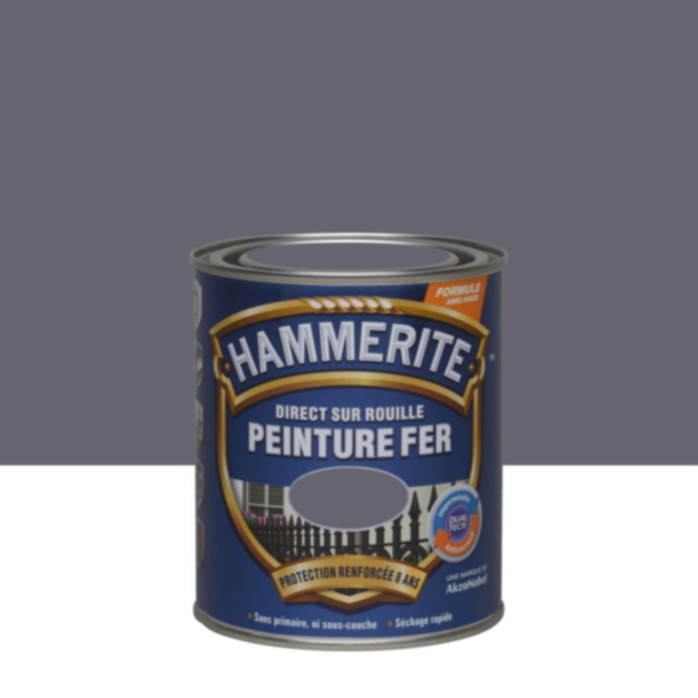 Peinture Métal Direct Sur Rouille Gris Anthracite Brillant Laqué 0,75L - HAMMERITE