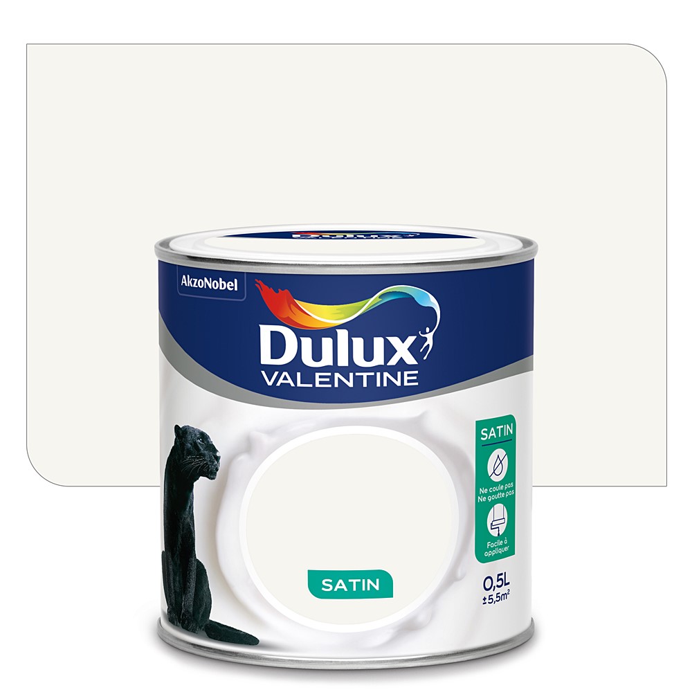 Peinture intérieure Crème de couleur satin Blanc 0,5L - DULUX VALENTINE