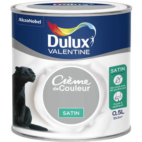 Peinture intérieure Crème de couleur satin Gris Alpaga 0,5L - DULUX VALENTINE