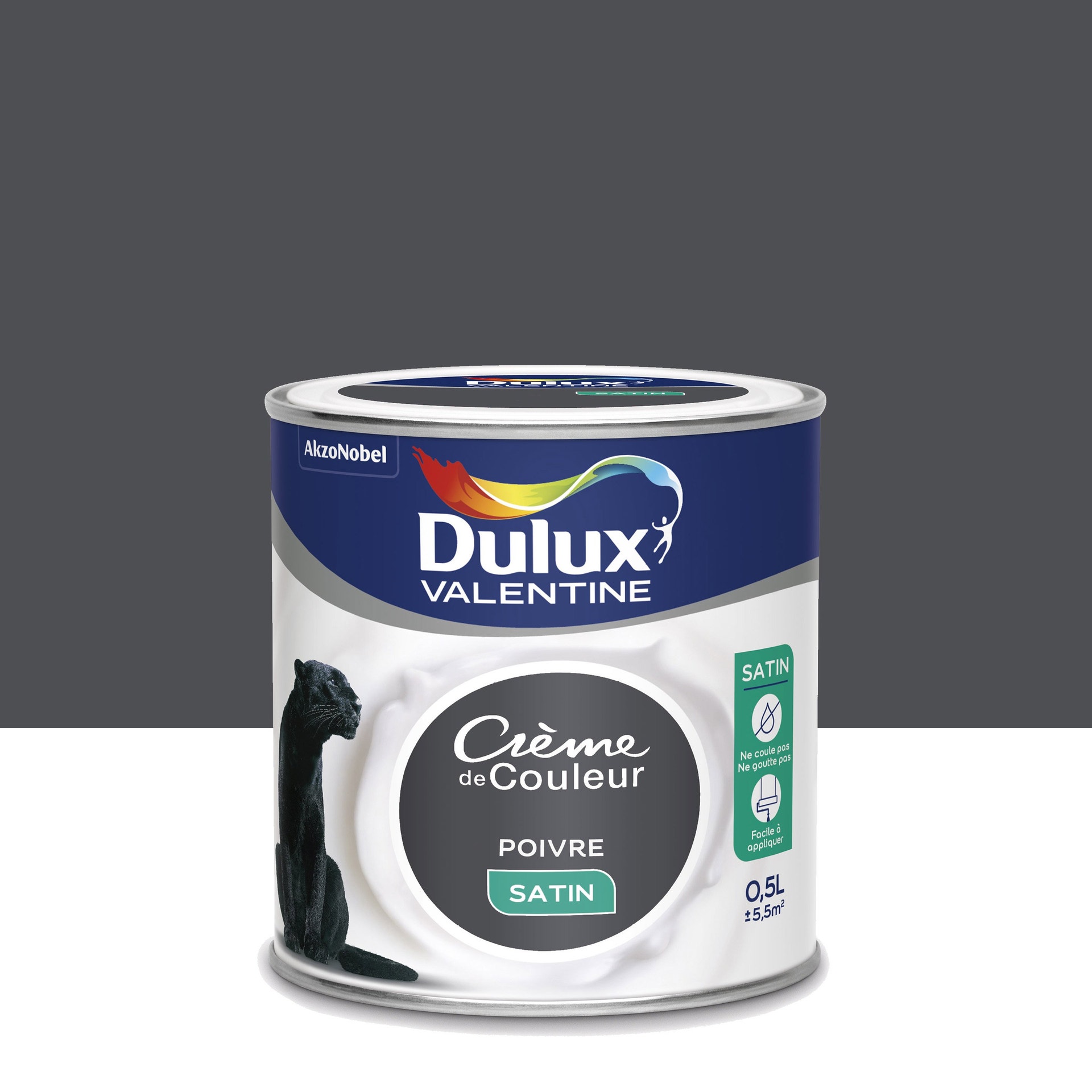 Peinture intérieure Crème de couleur satin Poivre 0,5L - DULUX VALENTINE