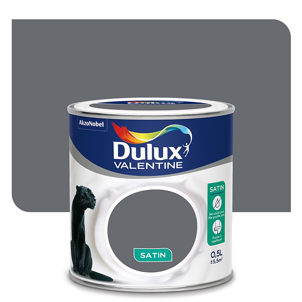 Peinture intérieure Crème de couleur satin Anthracite 0,5L - DULUX VALENTINE