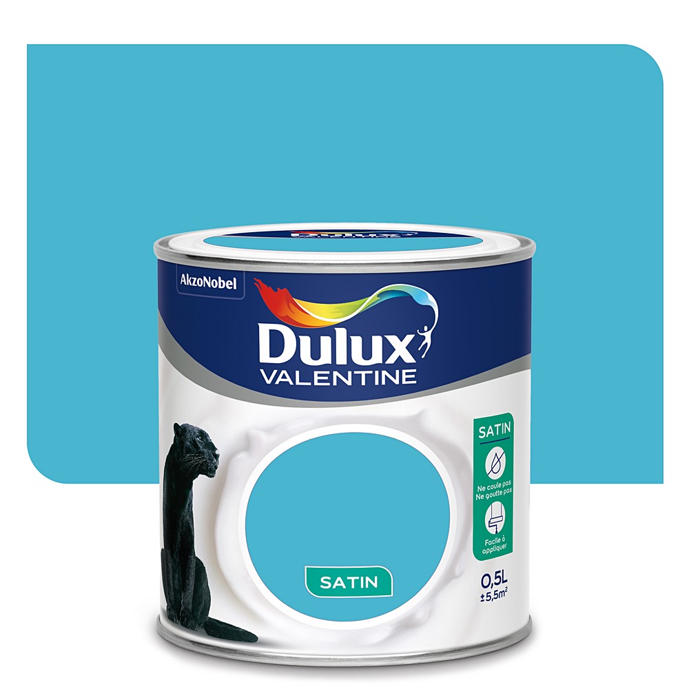 Peinture intérieure Crème de couleur satin Bleu Caraïbes 0,5L - DULUX VALENTINE