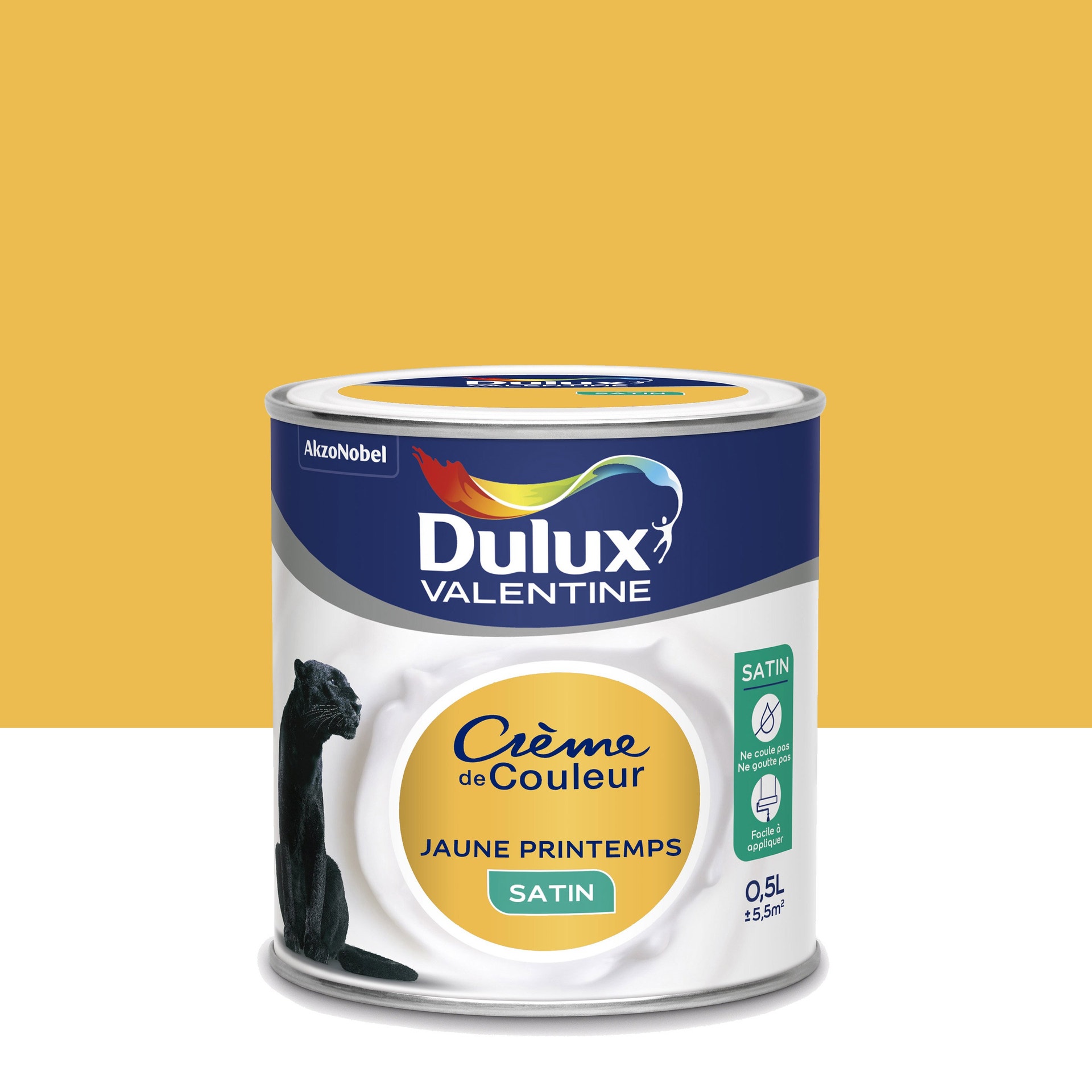 Peinture intérieure Crème de couleur satin Jaune Printemps 0,5L - DULUX VALENTINE