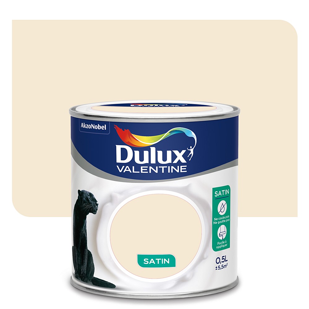 Peinture intérieure Crème de couleur satin Blanc Cassé 0,5L - DULUX VALENTINE