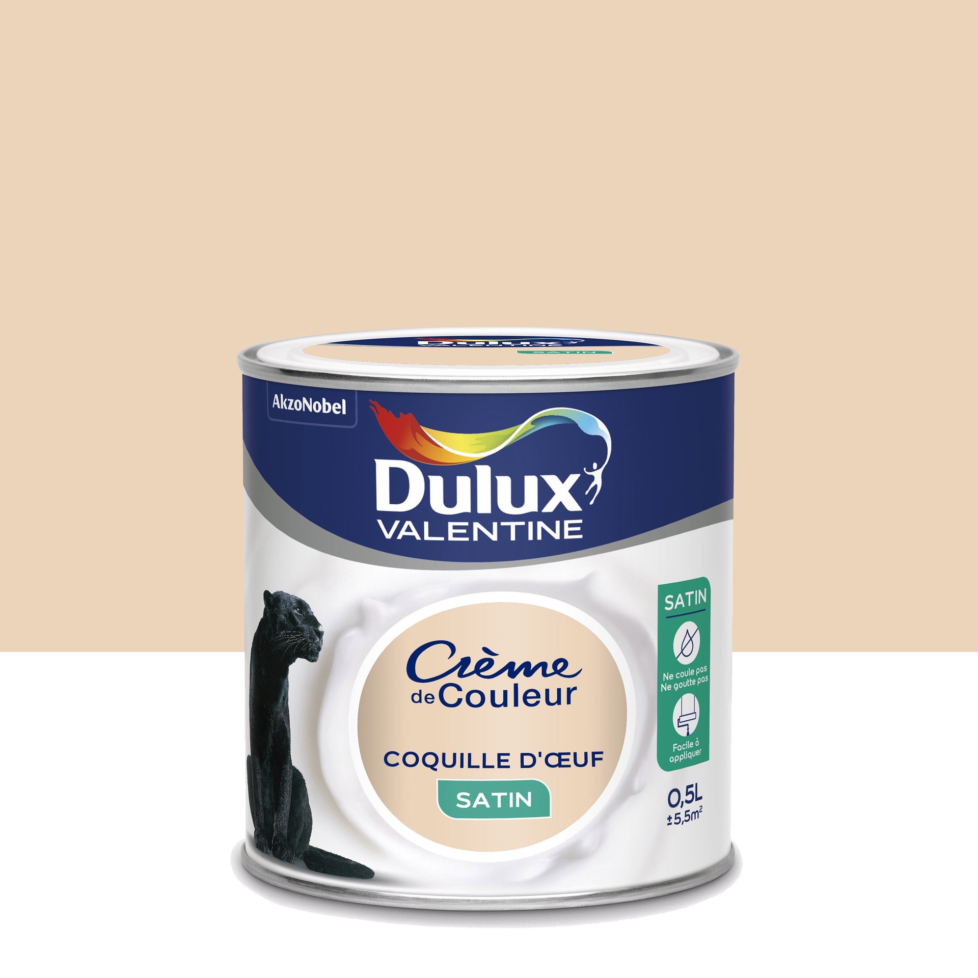 Peinture intérieure Crème de couleur satin Coquille d'Œuf 0,5L - DULUX VALENTINE