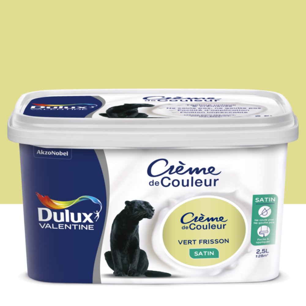 Peinture intérieure Crème de couleur satin Vert Frisson 2,5L - DULUX VALENTINE