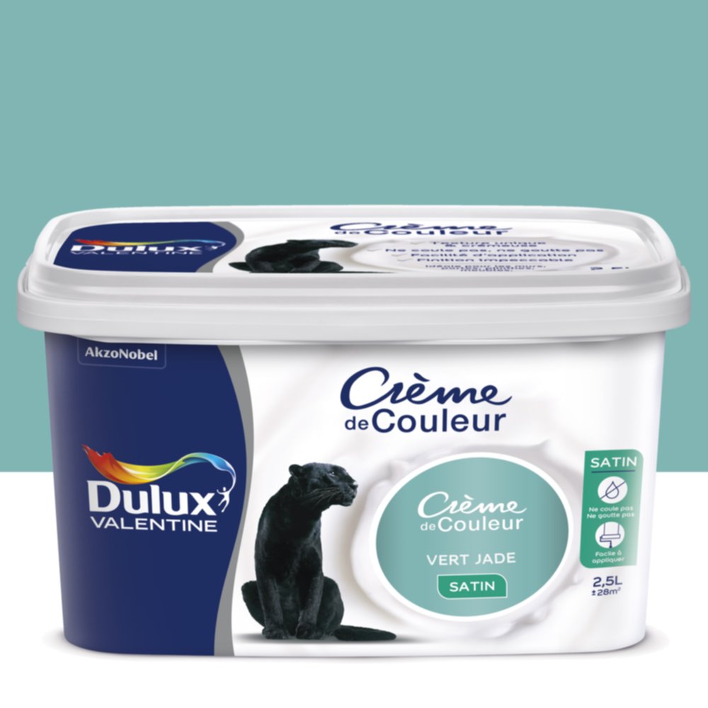 Peinture intérieure Crème de couleur satin Vert Jade 2,5L - DULUX VALENTINE