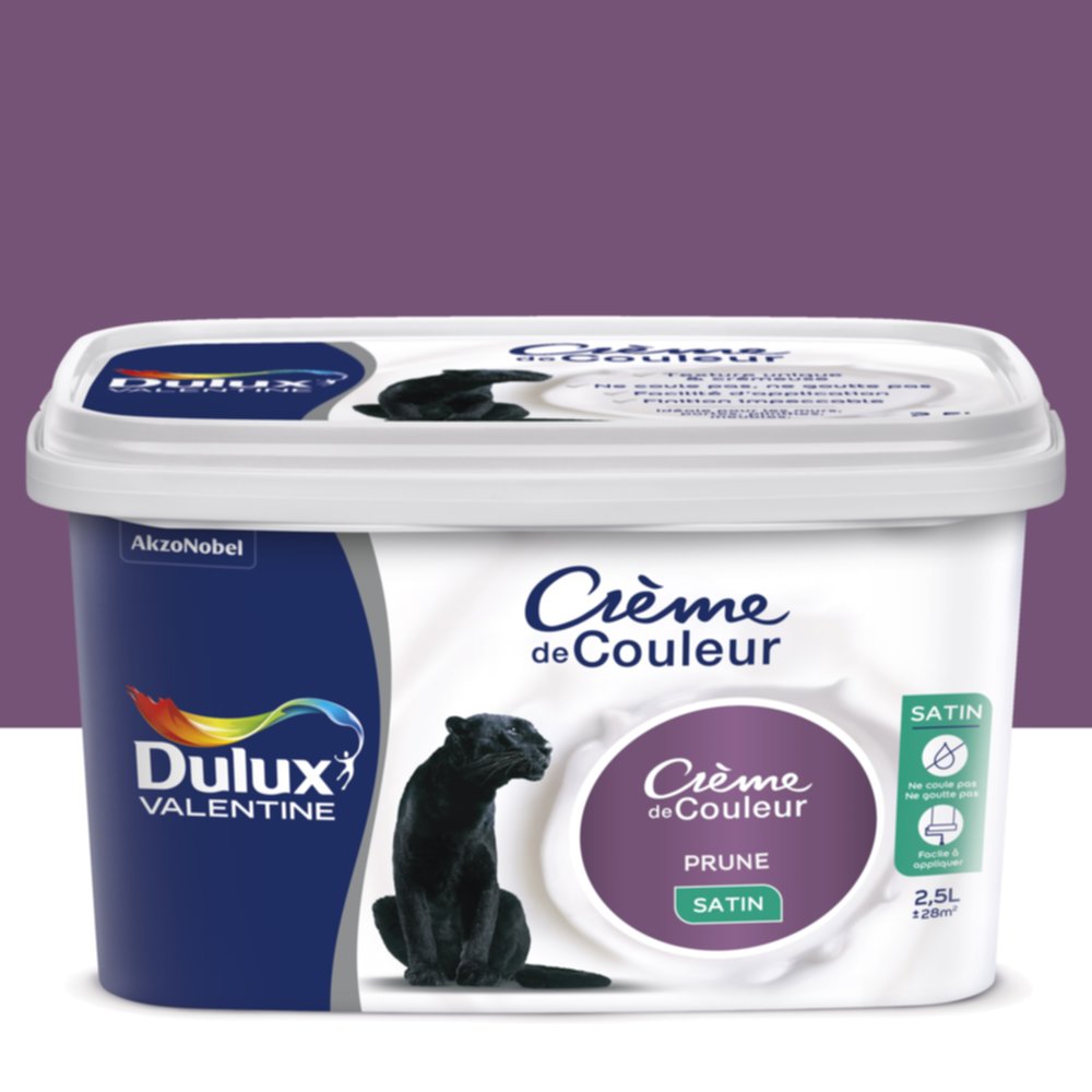 Peinture intérieure Crème de couleur satin Prune 2,5L - DULUX VALENTINE