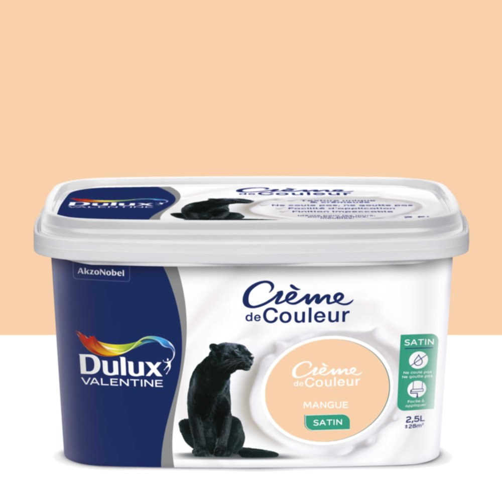 Peinture intérieure Crème de couleur satin Mangue 2,5L - DULUX VALENTINE