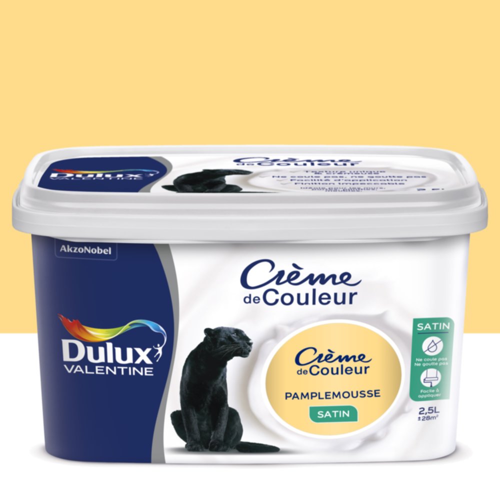 Peinture intérieure Crème de couleur satin Pamplemousse 2,5L - DULUX VALENTINE