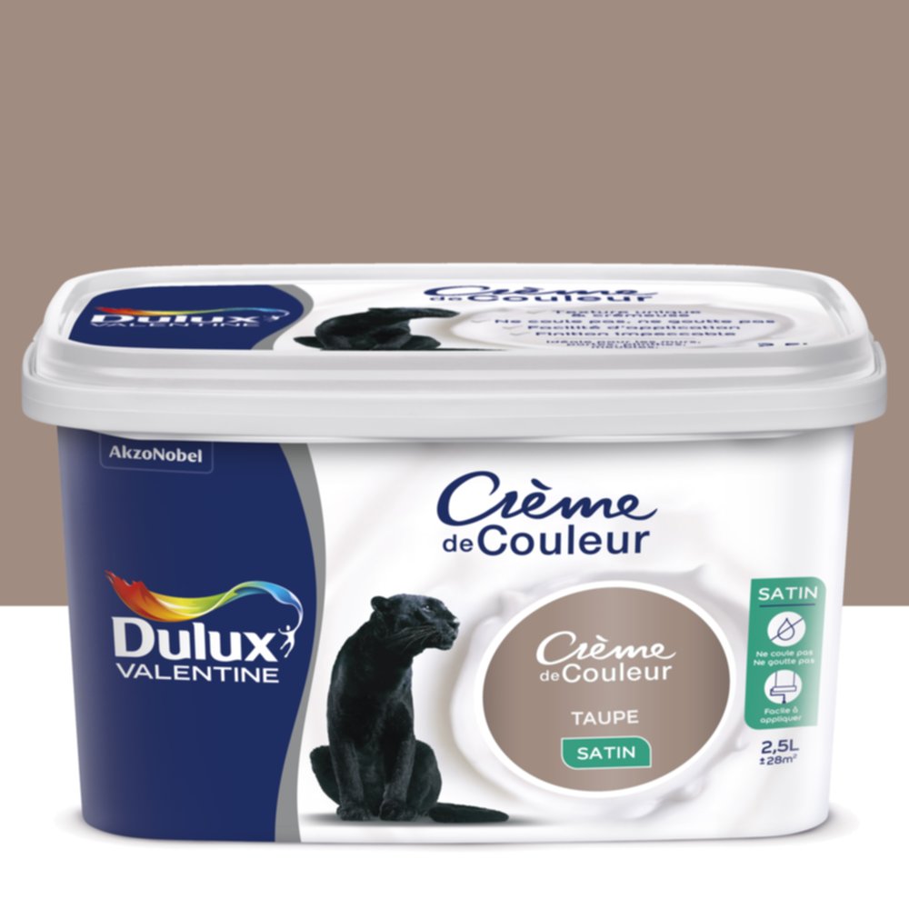 Peinture intérieure Crème de couleur satin Taupe 2,5L - DULUX VALENTINE