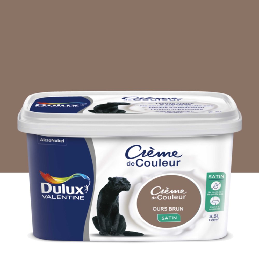 Peinture intérieure Crème de couleur satin Ours Brun 2,5L - DULUX VALENTINE