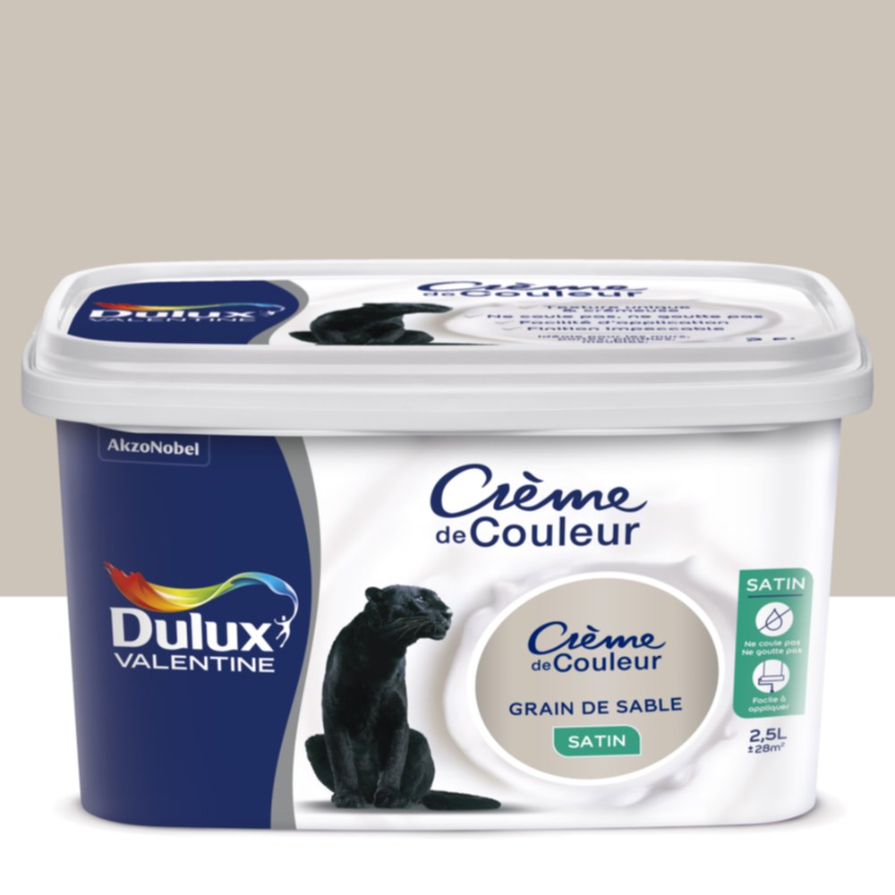 Peinture intérieure Crème de couleur satin Grain de Sable 2,5L - DULUX VALENTINE