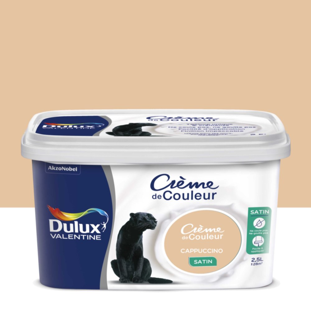 Peinture intérieure Crème de couleur satin Cappuccino 2,5L - DULUX VALENTINE