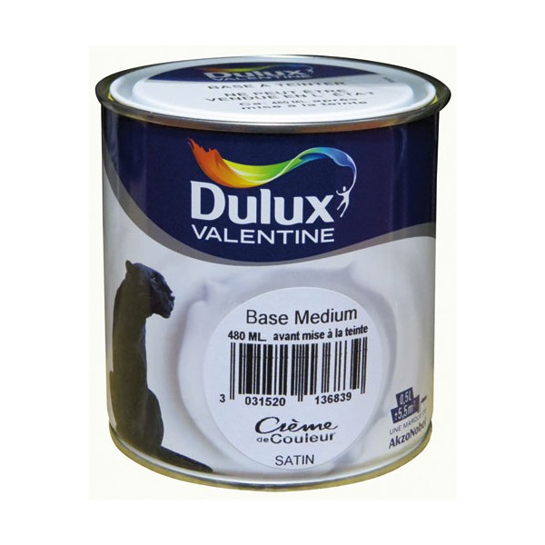 Peinture Crème de couleur Base blanc 0,5L - DULUX VALENTINE