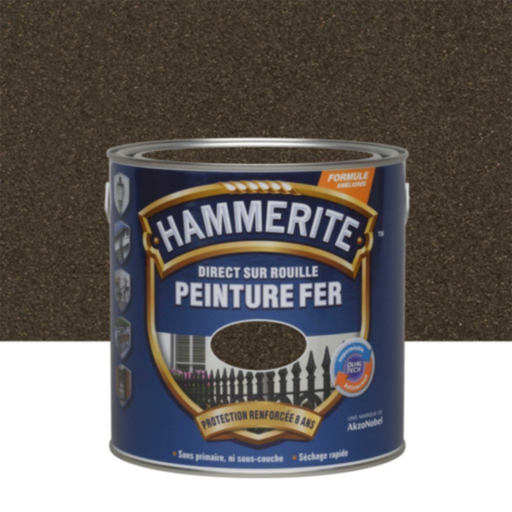 Peinture Métal Direct Sur Rouille Effet Forgé Châtaigne 2,5L - HAMMERITE