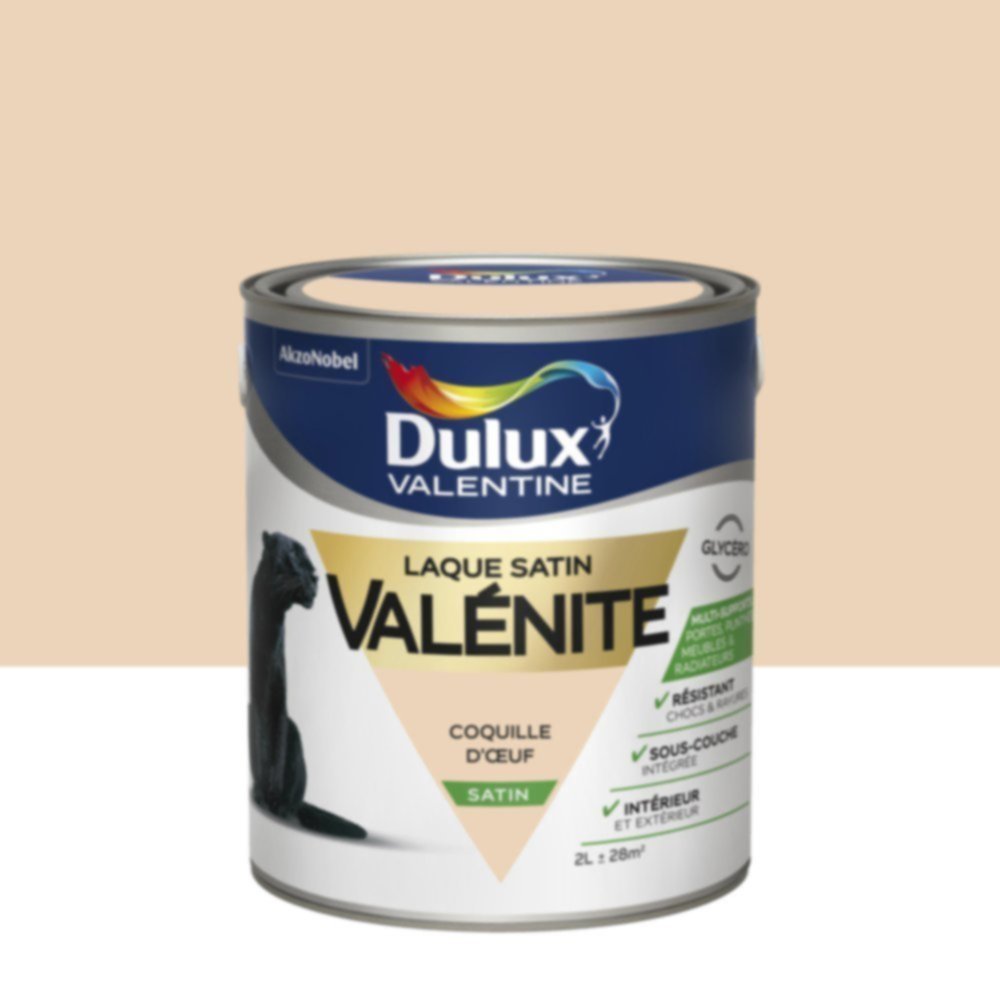 Peinture Laque Boiseries et Ferronnerie Valénite Coquille D'Œuf Satin 2L - DULUX VALENTINE