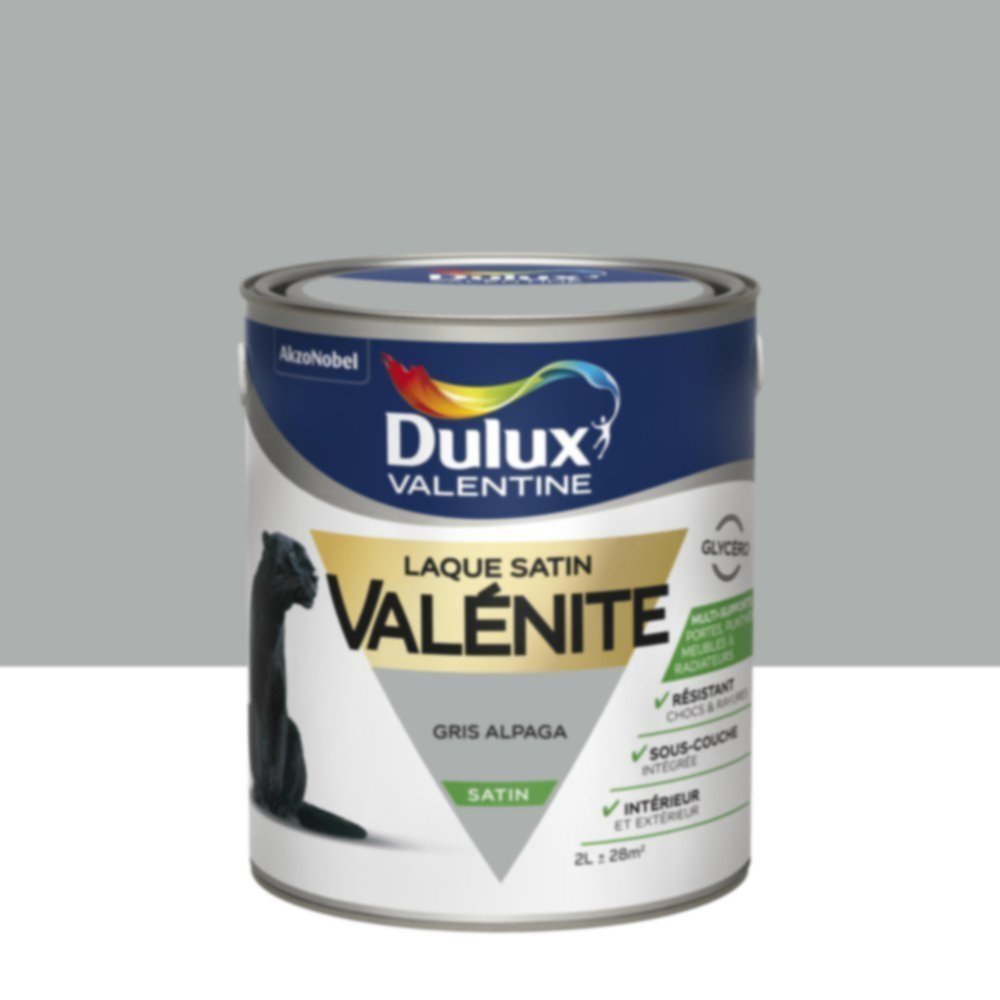 Peinture Laque Boiseries et Ferronnerie Valénite Gris Alpaga Satin 2L - DULUX VALENTINE