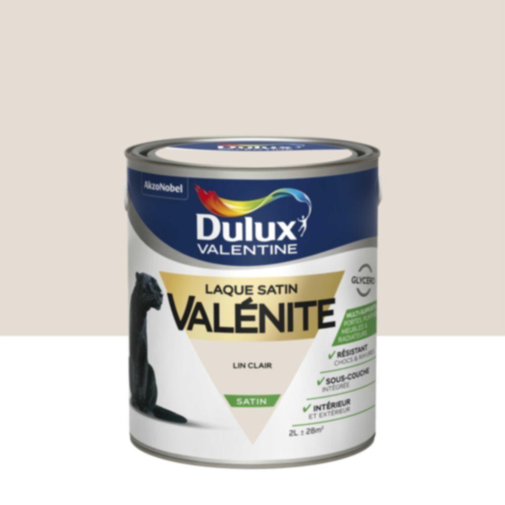 Peinture Laque Boiseries et Ferronnerie Valénite Lin Clair Satin 2L - DULUX VALENTINE