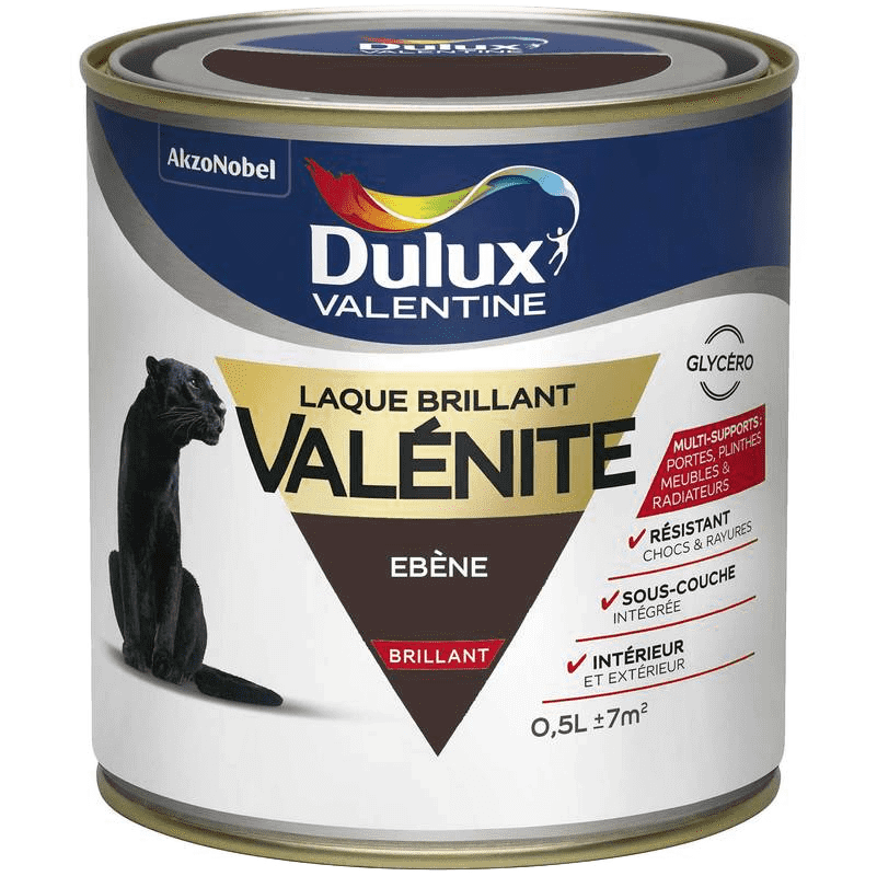 Peinture Laque brillant Valénite Ebène 0,5L DULUX VALENTINE