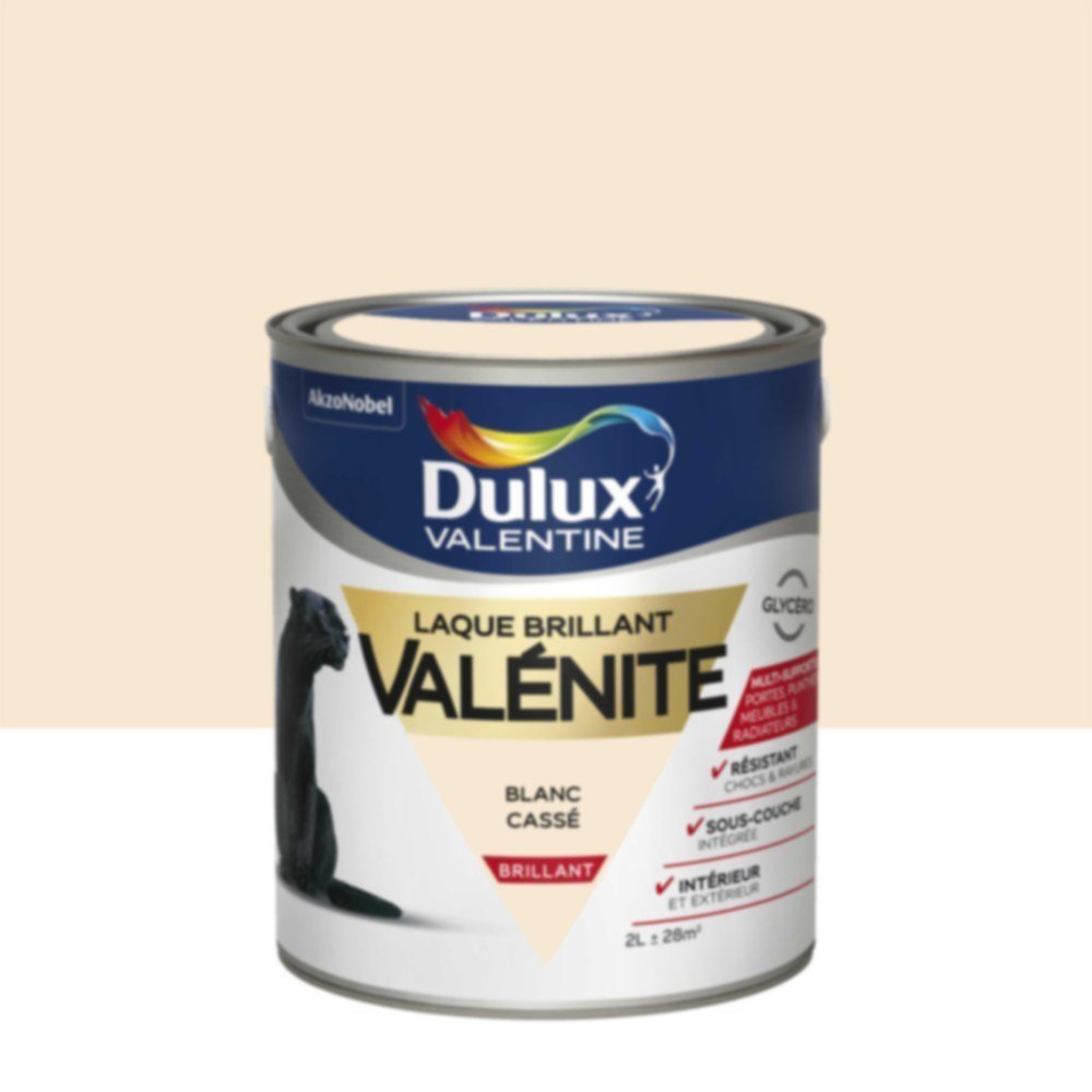 Peinture Laque Boiseries et Ferronnerie Valénite Blanc Cassé Brillant 2L - DULUX VALENTINE