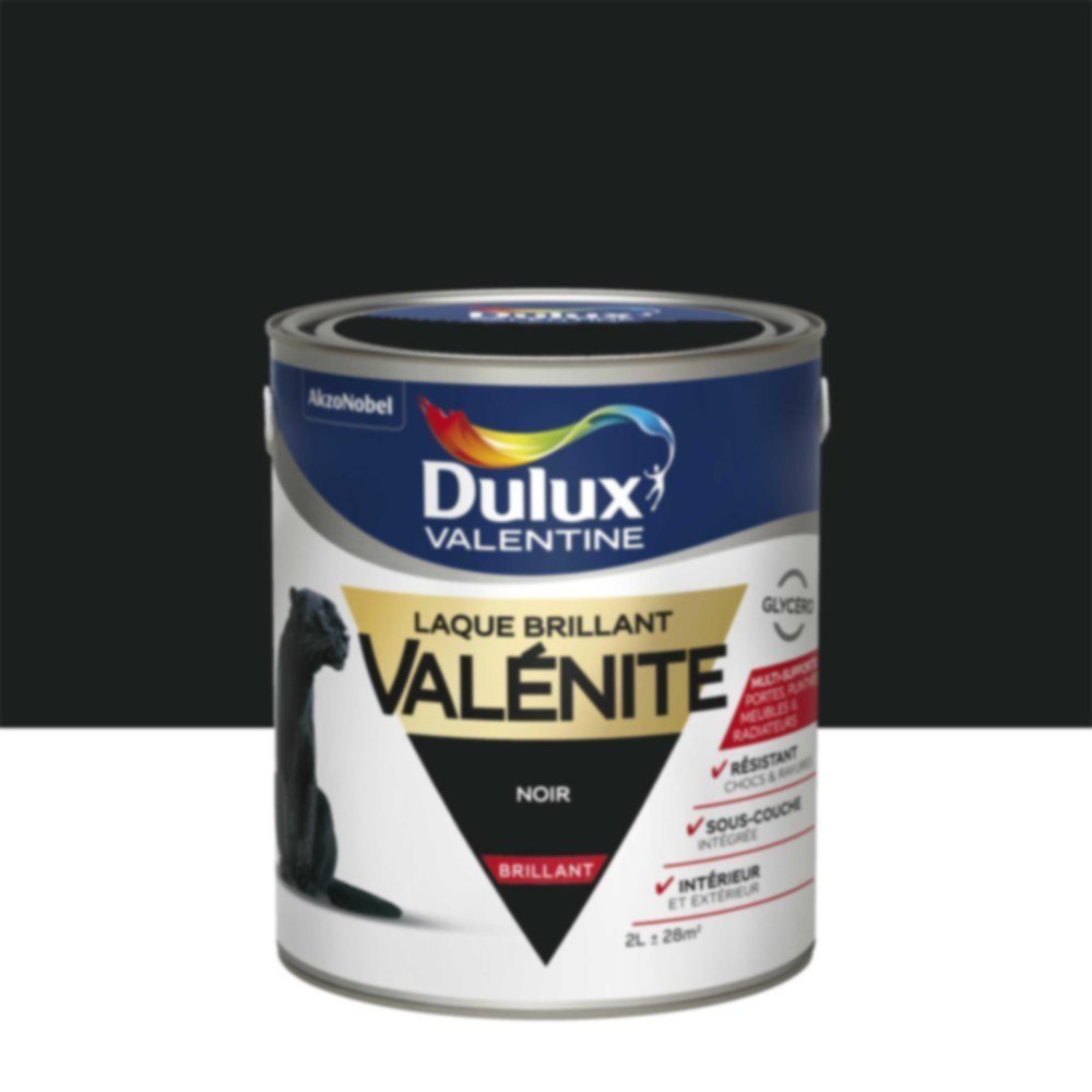 Peinture Laque Boiseries et Ferronnerie Valénite Noir Brillant 2L - DULUX VALENTINE