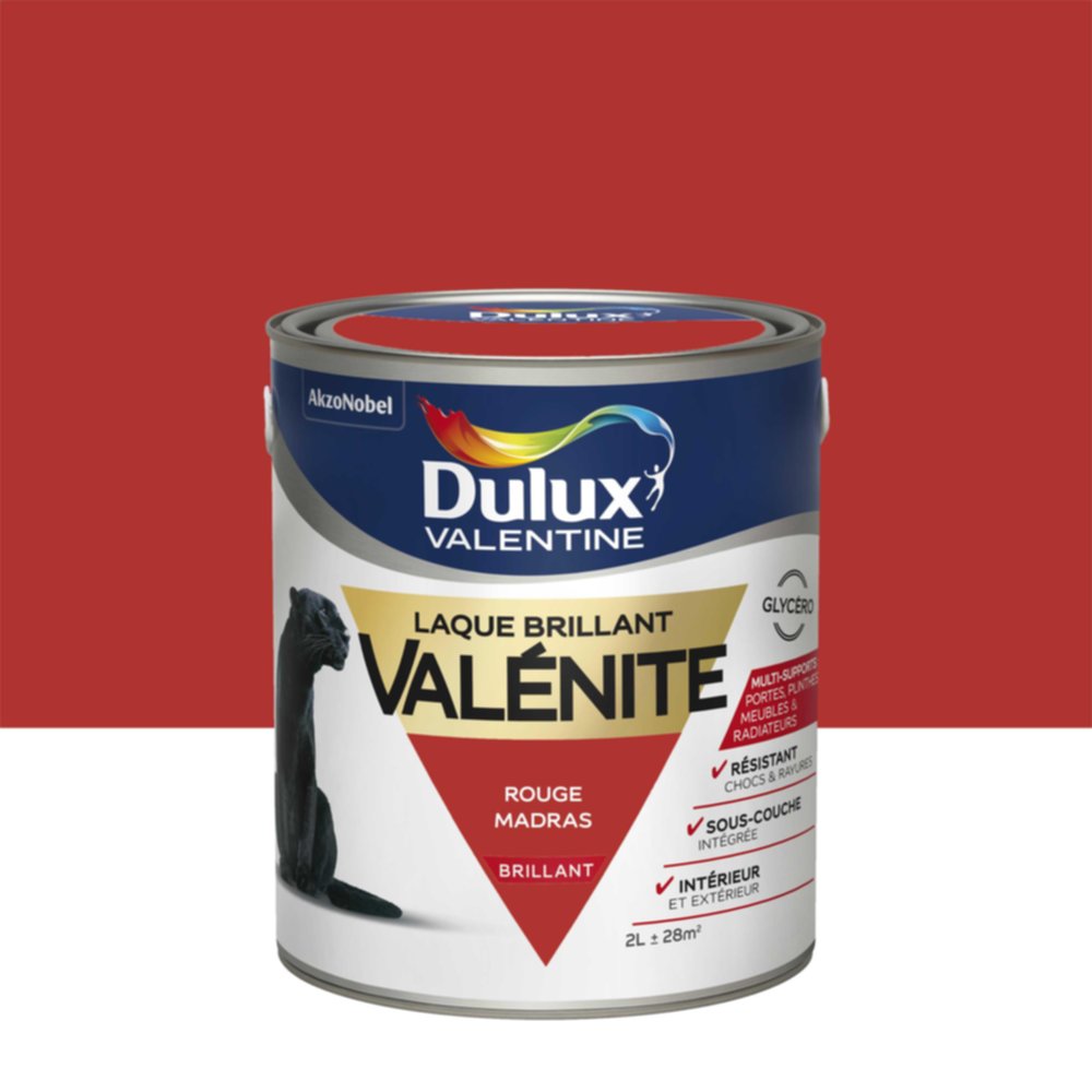 Peinture Laque Boiseries et Ferronnerie Valénite Rouge Madras Brillant 2L - DULUX VALENTINE