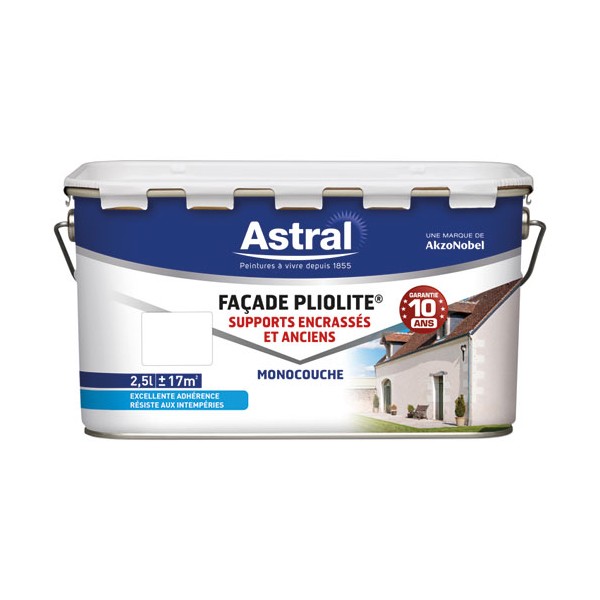 Peinture façade Pliolite blanc base white 2,5L ASTRAL