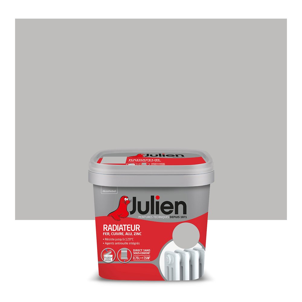 Peinture spéciale radiateur satin Béton Gris 0,75L - JULIEN