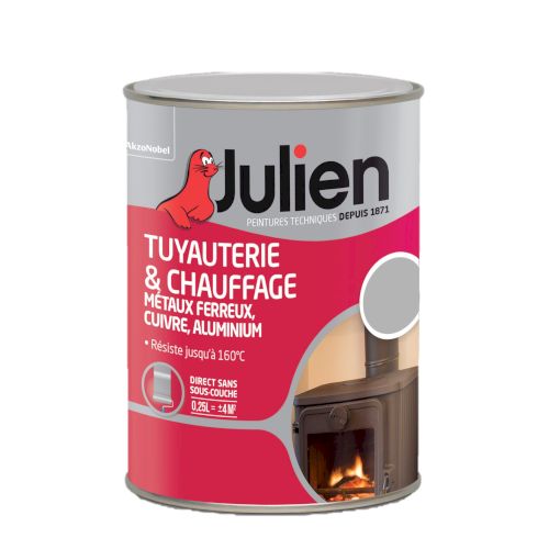 Peinture spéciale tuyauterie et chauffage satin Aluminium 0,25L - JULIEN