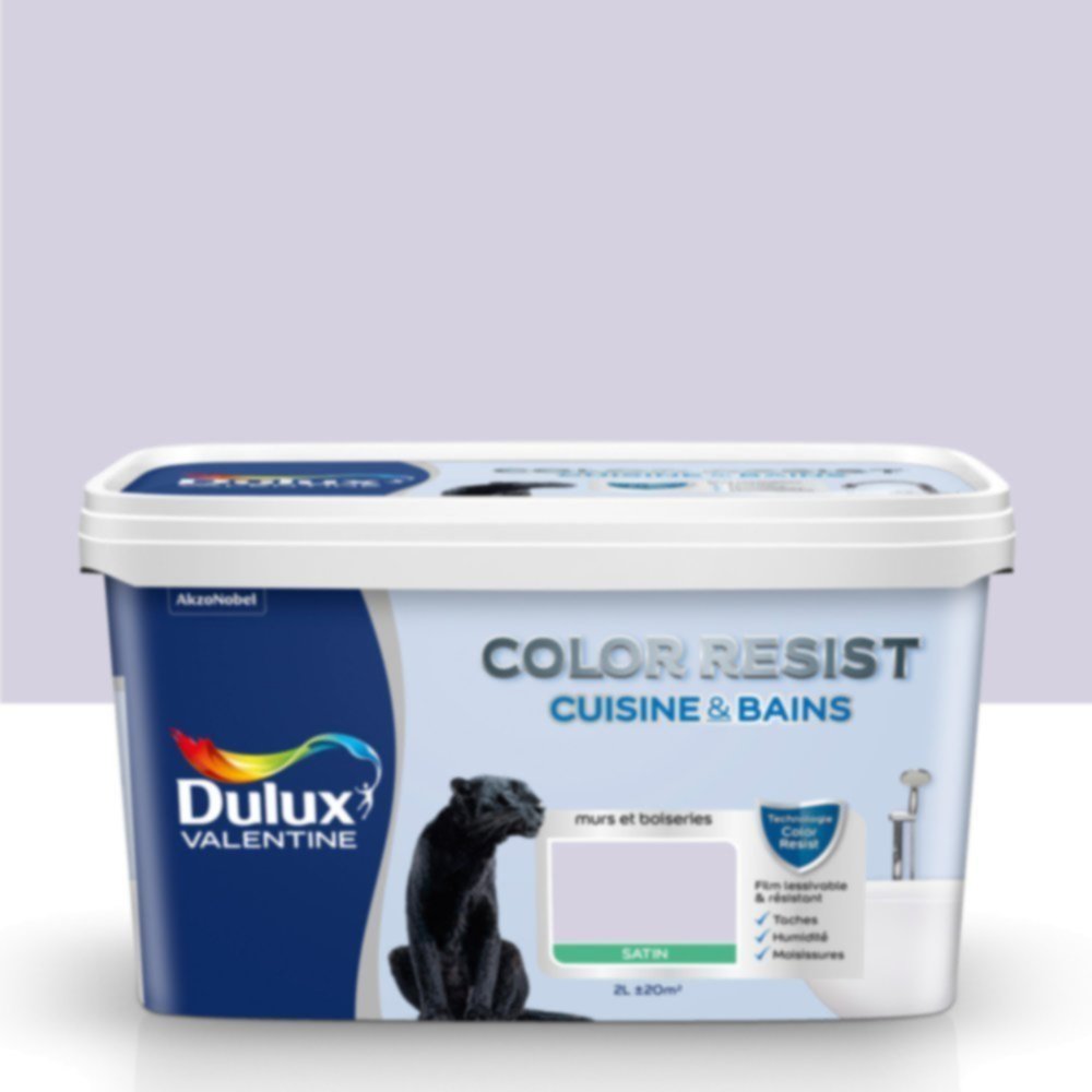 Peinture Pièces Humides Color Resist Cuisine & Bains Ciel de Parme Satin 2L - DULUX VALENTINE