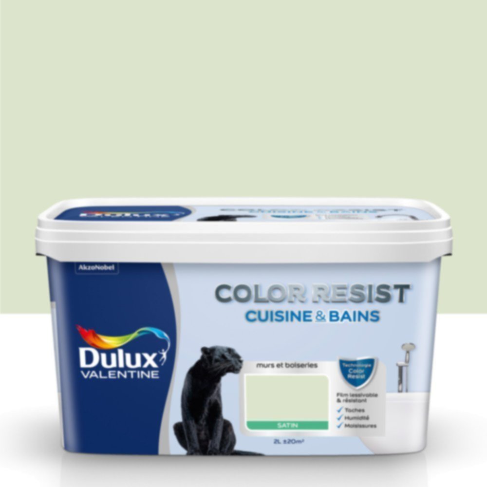 Peinture Pièces Humides Color Resist Cuisine & Bains Tendrement Vert Satin 2L - DULUX VALENTINE