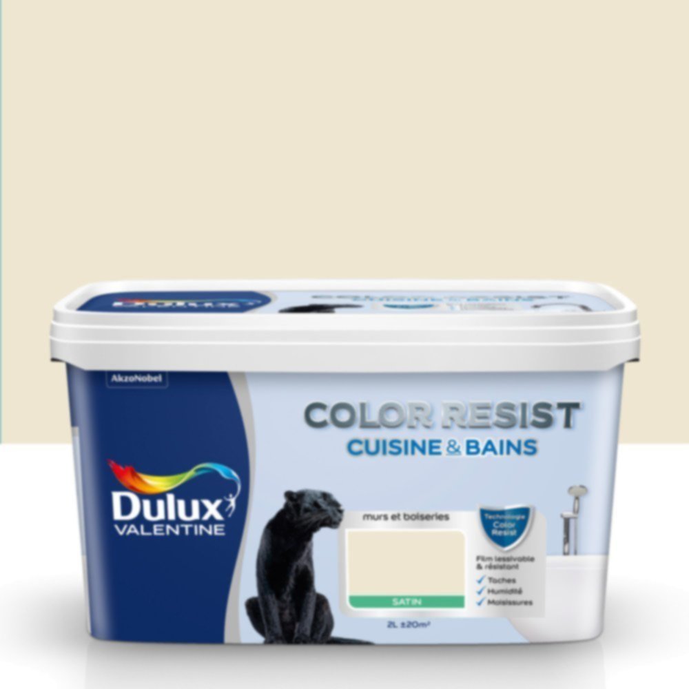 Peinture Pièces Humides Color Resist Cuisine & Bains Ivoirine Satin 2L - DULUX VALENTINE