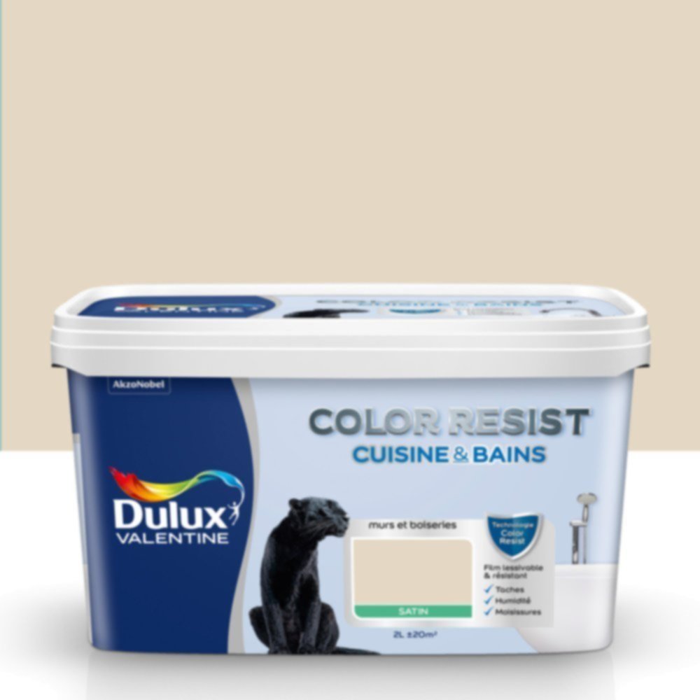 Peinture Pièces Humides Color Resist Cuisine & Bains Cocon Satin 2L - DULUX VALENTINE